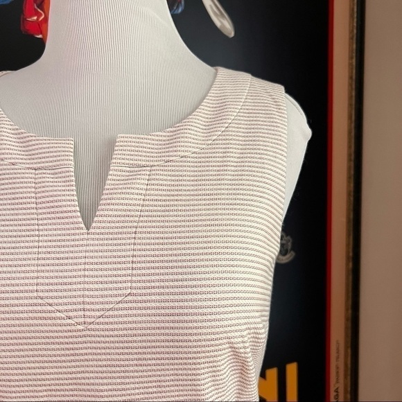 Talbots: NWT Red, Cream and Black Textured Horizontal Striped Dress Size 10 - Picture 2 of 13